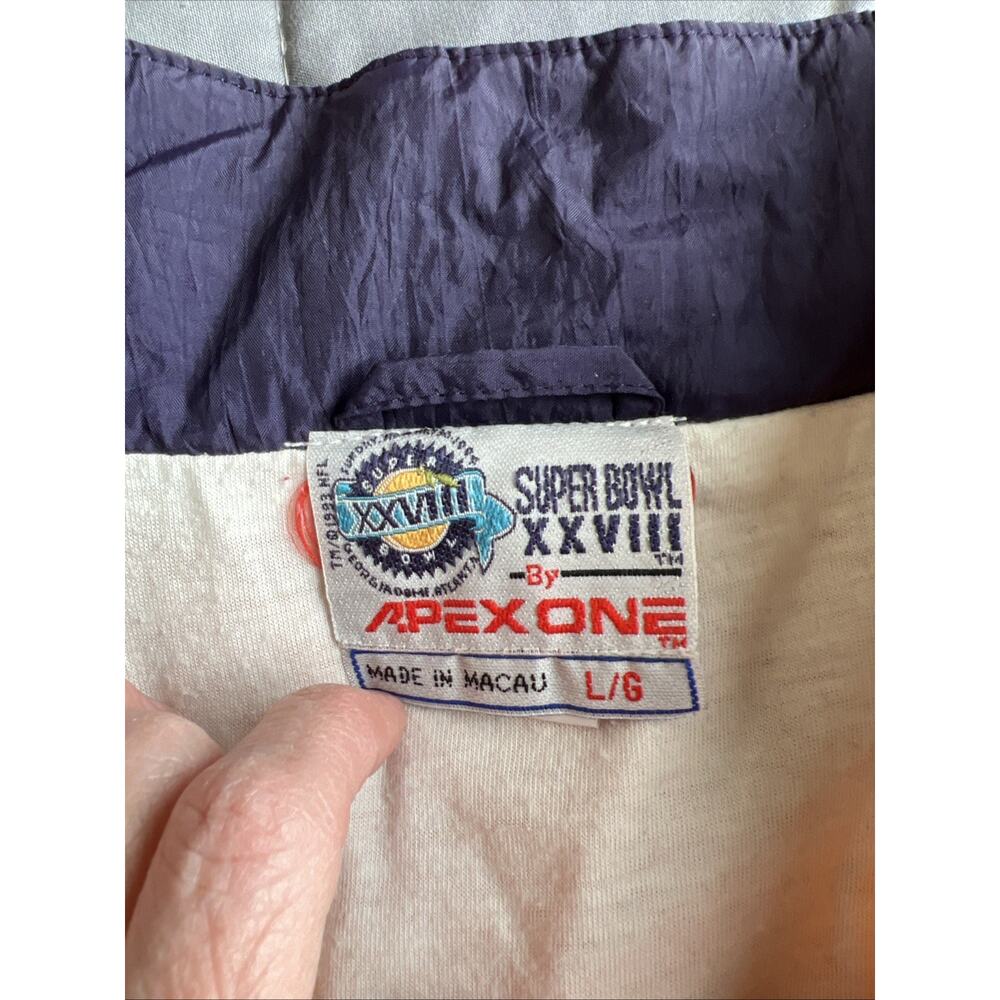 Vintage Apex One 1994 Superbowl XXVIII Dallas Cowboys vs Buffalo Bills Jacket LG - Picture 4 of 9